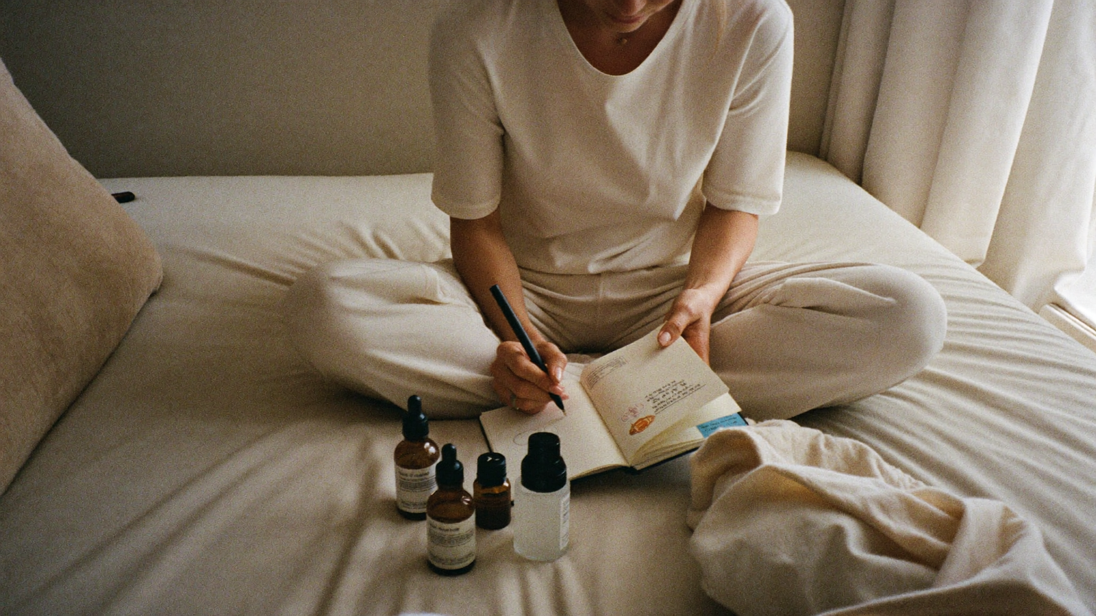 Postpartum skincare ritual journal — first six weeks