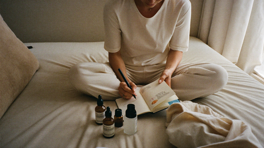 Postpartum skincare ritual journal — first six weeks