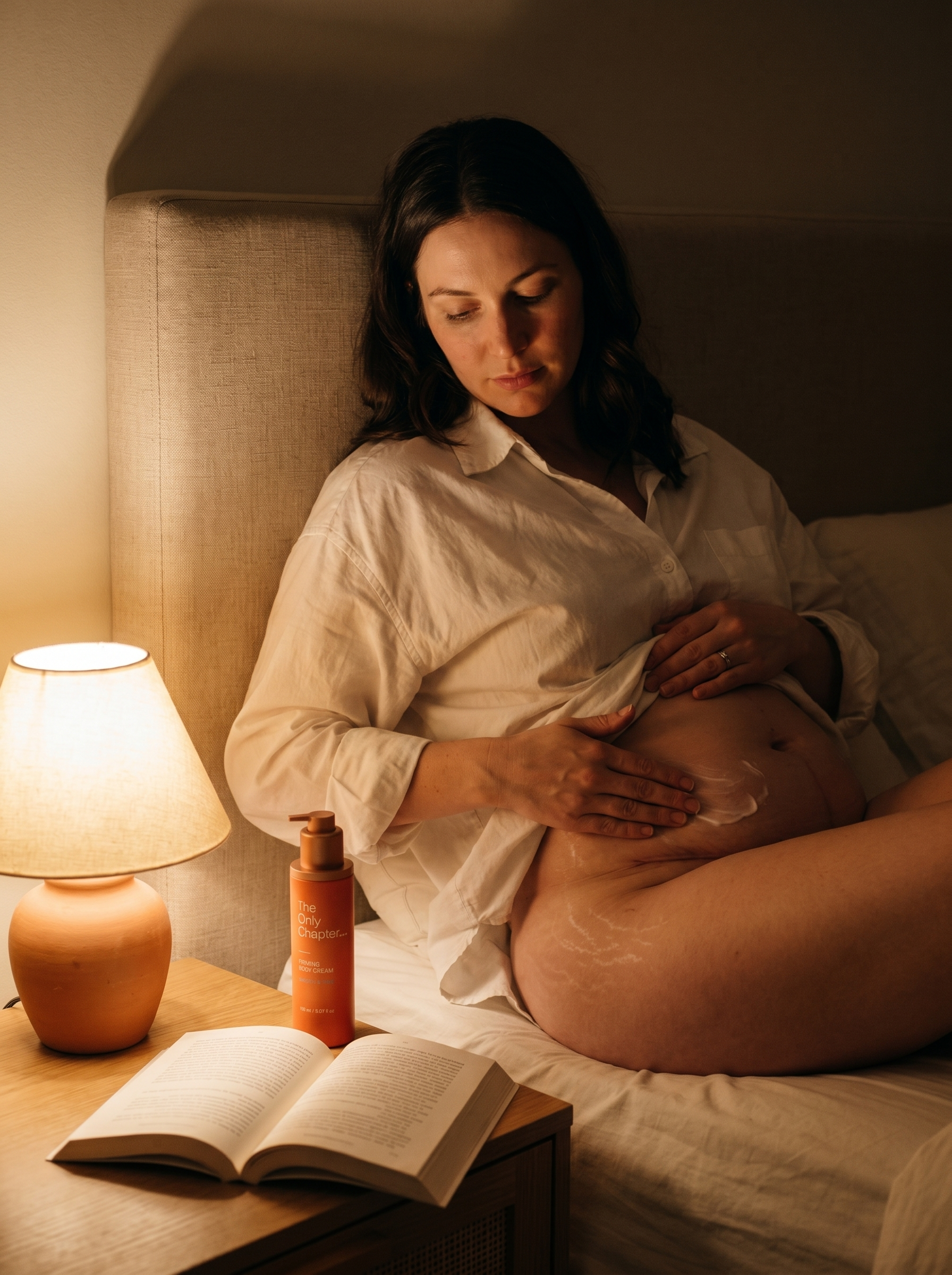 Pregnant woman in soft window light